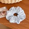 Scrunchie de Tecido Listrado Suave Estilo Coreano para Mulheres Elástico Alto Prendedor de Cabelo Corda de Cabelo para Rabo de Cavalo de Verão Acessório de Cabelo Elástico