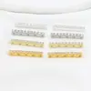 Cobre Banhado a Ouro 18K com Incrustação de Zircônia, Conserva a Cor, Fio de Pérolas Multicamadas com Cinco Furos, Acessório para Joias Retangular Feito à Mão DIY D43
