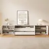 Combinação de Rack de TV e Mesa de Centro Pequeno Apartamento Sala de Estar Branco Minimalista Armário de Chão Simples Moderno Madeira Maciça Rack de TV de Chão