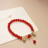 Pulseira de ágata vermelha natural ano de nascimento feminina cabaça bolsa da sorte sino design de Ano Novo pulseira de contas atacado