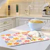 Tapete de Bancada de Inverno Florido Cruzada de Lama Diatomácea Tapete Drenante para Louças Superfície de Cozinha Doméstica Absorvente Secagem Rápida Porta-copos Sem Lavagem