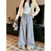 Foto Real 2026 Outono/Inverno Novo Calça de Cintura Alta com Cordão Caimento Fluido Perna Larga Solta Emagrecimento Calça Casual Roupa Feminina 25933