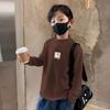 Camisa de base de veludo infantil outono e inverno meninos e meninas camiseta meia gola alta média e grande infantil forrado de lã desenho animado quente estampado top