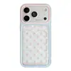 Funda porta tarjetas transparente con lunares y bloques de color para Apple 18pm iPhone 17 cobertura total 16 transparente fresca 15