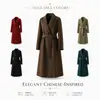 Abrigo de Lana Doble Faz Directo de Fábrica para Mujer Solapa Cinturón Ceñido a la Cintura Color Sólido Mezcla de Lana Abrigo Ropa para Mujer Otoño/Invierno