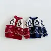 Cardigan Tricot Fofo de Pinguim para Meninas Inverno Bebê Jacquard Espessado Desenho Animado Cardigan Suéter Infantil zdm6681