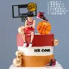 Enfeites de Jogador de Basquete Mini Modelo de Tênis Decoração de Bolo de Aniversário de Basquete Enfeites Plug-In para Mesa de Sobremesa
