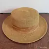Sombrero de Paja de Copa Plana para Mujer, Sombrero de Sol Estilo Hepburn, Sombrero Vintage de Vacaciones para Playa con Cinta de Seda y Perlas, Sombrero Estilizador de Rostro para Eventos Sociales
