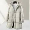 Chaqueta de plumas para hombre, estilo largo Otoño e Invierno con capucha desmontable, Estándar Nacional 90% plumón de pato, Cálida, Juvenil y Lujosa, Abrigo Casual, Moderno