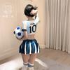 Palha menina copa do mundo de futebol bebê líder de torcida uniforme desempenho split t- camisa saia curta terno camisola 1145