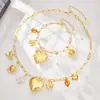 Collar Pulsera Colgante Múltiple Flor de Resina Textura Acero Inoxidable Corazón Sol Doble Cara Personalizado Moda Joyería para Mujer