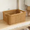 Cesta de almacenamiento grande de ratán tejido para armario de baño, cesta de almacenamiento para ropa, cesta organizadora para sala de estar, cesta para juguetes