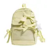 Mochila casual de moda, de nicho, de alto estilo para el día a día con un lindo moño, mochila rosa estilo coreano