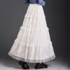 Nuevo Vestido Largo de Encaje Afelpado 2024 Falda de Tarta Línea A para Mujer Otoño e Invierno Cintura Alta Adelgazante Elegante Falda de Longitud Media