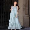 Vestido Francés Nicho Halterneck con Tirantes para Mujer Verano Suelto con Volantes Vestido Chaleco Dulce Estilo Vacacional Vestido Pastel