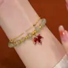 Pulsera Anillo de un Solo Paso Campana de Palacio Imitación Jade Hetian Doble Cadena Estilo Hada Diseño de Nicho Pulsera Antigua de Moda Regalo