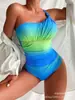 Xinsi 2023 Nuevo Traje de Baño Transfronterizo para Mujer Bikini Degradado de Amazon Traje de Baño Europeo y Americano de un Hombro wish Traje de Baño