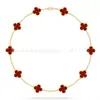 Colar Trevo de Quatro Folhas Van Cleef & Arpels CNC Versão Alta Madrepérola Branca Natural Banhado a Ouro 18K Real Prata Pura Colar de Dez Pétalas