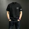 Camiseta Masculina de Verão Nova, Manga Curta, Peso Pesado, Gola Redonda, Solta, Moderna, Versátil, Top Casual de Meia Manga, Camiseta Masculina de Manga Curta