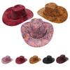 Sombrero de Vaquero Occidental Estilo Caliente Transfronterizo para Exteriores, Visera de Cuero Estampado, Sombrero de Caballero para Hombres y Mujeres, Sombrero de Jazz para Montañismo al Aire Libre
