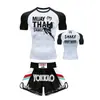 Roupa de Treino para Boxe, Shorts de Muay Thai, Conjunto de Duas Peças de Manga Curta para Homens e Mulheres para Treino Profissional de UFC Sanda Fighting MMA