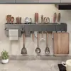 Prateleira de Armazenamento de Cozinha Montada na Parede Sem Perfuração Porta-Facas Porta-Facas de Cozinha Multifuncional Porta-Hashis Integrado Doméstico Multifuncional Span