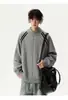 Suéter cárdigan de punto con rayas americanas para hombre, holgado, moderno, de marca, primavera, otoño, estilo perezoso, para pareja, casual, versátil, chaqueta con cuello alto