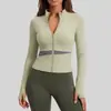 Chaqueta de Yoga Transfronteriza con Bloques de Color Durazno, Top Deportivo Ajustado con Cuello Alto