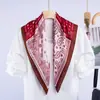 Lenço Retrô Artístico com Blocos de Cor Espinha de Peixe Paisley Novo Lenço Quadrado Criativo Lenço Decorativo de Pescoço Lenço Respirável Feminino