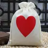 Bolsa de Almacenamiento Gruesa de Algodón Orgánico con Forma de Corazón y Cordón Bolsa de Regalo para Fiesta Bolsillo con Cordón Resistente al Desgaste Exportación Internacional