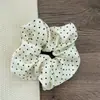 Scrunchie Retro Preto e Branco com Bolinhas Estilo Francês para Mulheres, Elástico para Coque, Faixa de Cabelo Elegante, Acessório de Cabelo Simples