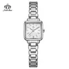 Reloj de marca Fate love nuevo exquisito elegante cuadrado nicho impermeable para mujer correa de acero reloj de cuarzo femenino