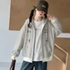 Conjunto de Casaco Casual para Meninas Primavera e Outono 2026 Nova Moda Cardigan com Capuz Blusa Solta para Crianças e Meninas Mais Velhas