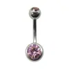 Anillo Umbilical Doble Diamante de Acero Inoxidable Meier con Hebilla de Ombligo de Diamante Joyería de Perforación Corporal Transfronteriza con Clavo de Ombligo de Diamante