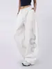 Diseño Retro Americano Estampado en Caliente Pantalones Blancos de Cimitarra para Mujer Verano Nueva Silueta Urbana Sueltos Casuales Pantalones de Pierna Ancha