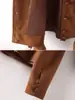 Moda Retro de Otoño e Invierno Nueva Colección 26 Chaqueta Corta de Cuero Estilo Retro para Figuras Petite con Cuello de Solapa y Acabado de Gamuza
