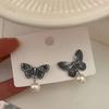 Brincos de Borboleta Estéreo Perolados em Relevo Moda Luxo Leve Distintivos com Pino de Prata 925 Brincos Elegantes de Alta Qualidade