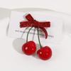 Doce all-match vinho vermelho veludo arco bonito cereja vermelha brincos cocar diy jóias acessórios atacado