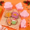 Molde para Galletas Serie Aventura Navideña Molde de Texto Calabaza Dibujos Animados 3D Galleta Repujada Simulación DIY