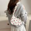 Suministro Exclusivo Transfronterizo de Bolso de Hombro Único con Estampado de Fresas de Verano en Pana, Nuevo Estilo Elegante, Bolso Casual Artístico de Moda Personalizado