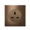 Serie de trefilado de aluminio L77 transfronteriza Interruptor de reinicio de punto marrón Panel de enchufe de Hong Kong británico Oculto estándar británico