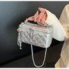 Bolso de Mano con Cadena de Diamantes Bolso Cuadrado Pequeño para Mujer 2026 Nuevo Transfronterizo Textura de Alta Gama Moda Exquisita Bolso de Hombro Único Cruzado
