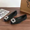 Versión de Piel de Oveja de Zapatos Planos Cuadrados de Boca Baja Estilo Chanel para Mujer, Nuevo Modelo 2026 con Pedrería, Elegantes Zapatos de Commuter de Suela Suave para Mujer