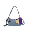 2026 Verano Nuevo Bolso Versátil Bolso de Hombro de Mezclilla Lavada Simple Retro Bolso Cruzado Artístico para Mujer