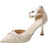 Elegante Nicho Francés 3cm Tacón Bajo Stiletto Dama de Honor Tacones Altos Zapatos de Vestir Estilo Hada de Perlas Tacón Pequeño Combinable