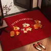 Nueva alfombra de entrada festiva estilo chino para entrada y salida seguras, alfombra roja para exteriores para la puerta principal, felpudo de inauguración de casa con el carácter "Fu"