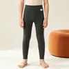 Calça térmica infantil, para meninos e meninas, 7A antibacteriana, de dupla camada, espessada, para usar como camada base no outono, adequada para crianças maiores, feita com lã e seda