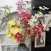 Flor artificial, haste única de orquídea roxa, para decoração de cena de casamento, arranjo de chão, arranjo floral, adereços florais decorativos, flores artificiais