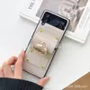 Para Samsung Galaxy zflip 4 geração fivela de diamante anel de mão moda luxo zflip5 capa de celular dobrável