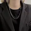 Europeu e Americano ins Distintivo otbuckle Colar para Homens e Mulheres Simples Camada Dupla Empilhado Desgaste Plain Ring Chain